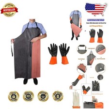 Heavy Duty Rubber Apron Waterproof w/ Gloves, Unisex, XL, Chemical-Resistant