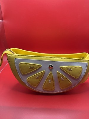 Lemon Slice Clutch Purse Yellow Citrus Fruit Handbag Zipper Pouch Cute Novelty