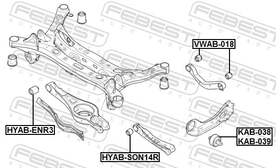 Rear Right FEBEST KAB-039 Control Arm-/Trailing Arm Bush for HYUNDAI,HYUNDAI (BE