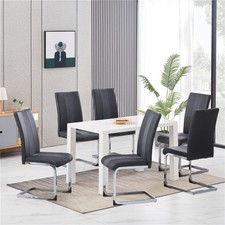 Image of 2/4/6X Faux Leather Dining Chairs PU Padded Dining Room Kitchen Chair Set Family