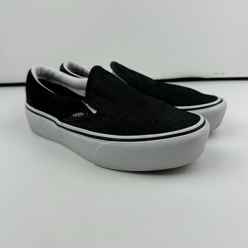 Vans Classic Slip-On Stackform Stacked Platform Shoe Sneaker Black Womens Sz 6.5