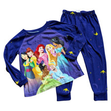 Youth Girls Disney Princesses Lightweight Fleece Pajamas Set - Sz XS 4/5