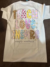 Women’s Simply Southern TEACH LOVE INSPIRE Tshirt Size X Large Short Sleeves New