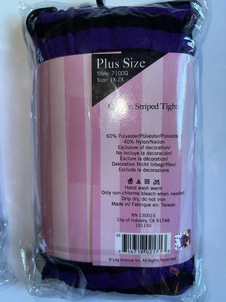 Фиолетовый черный совершенно новый плюс размер нейлона полоски колготки колготки ноги Avenue 7100Q - Изображение 2 из 2