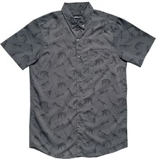Charcoal Dinosaur Print Hawaiian Shirt