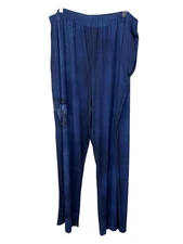 Antthony Printed Denim Studio Stretch Pull On Pant Plus Size 2X Dark Denim Blue