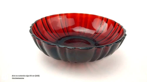 Vintage Ruby Red Old Cafe Ribbed Glass Cereal Bowl 5½" Candy Dish