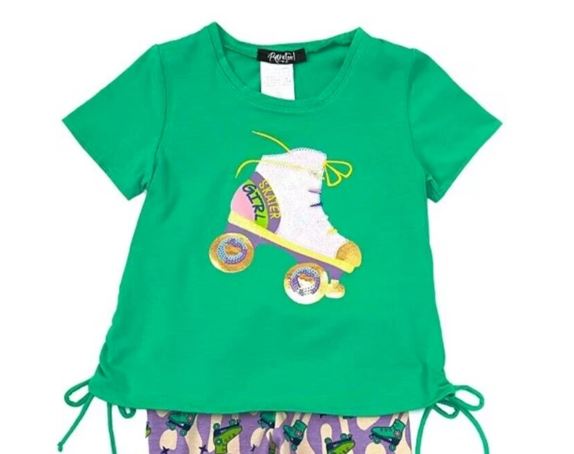 Raro, también! Conjunto de túnica y leggings retro de lentejuelas para patín sobre ruedas para niña-talla-6X Foto 2 de 4