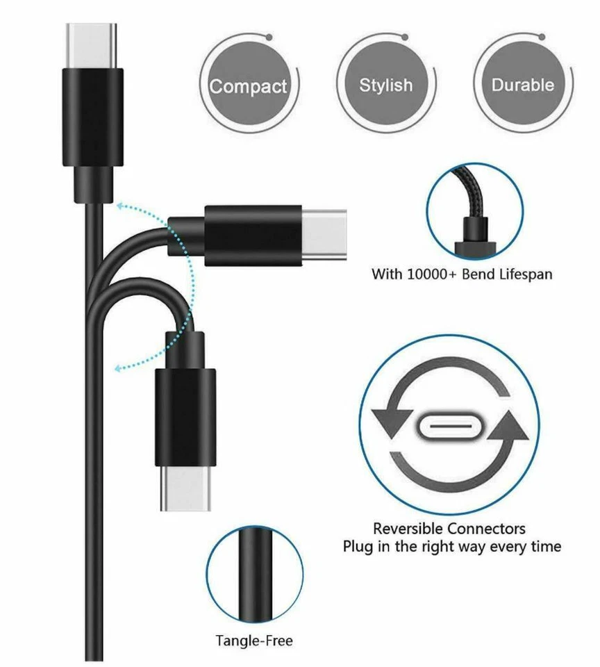 10x3Ft Type C Cable Fast Charging Quick Charger Cord for Samsung S8 S9 S10 note - Image 2 of 4