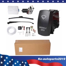 Electric Windshield Wiper Motor Kit + Wiper Rocker Switch For Polaris RZR XP1000