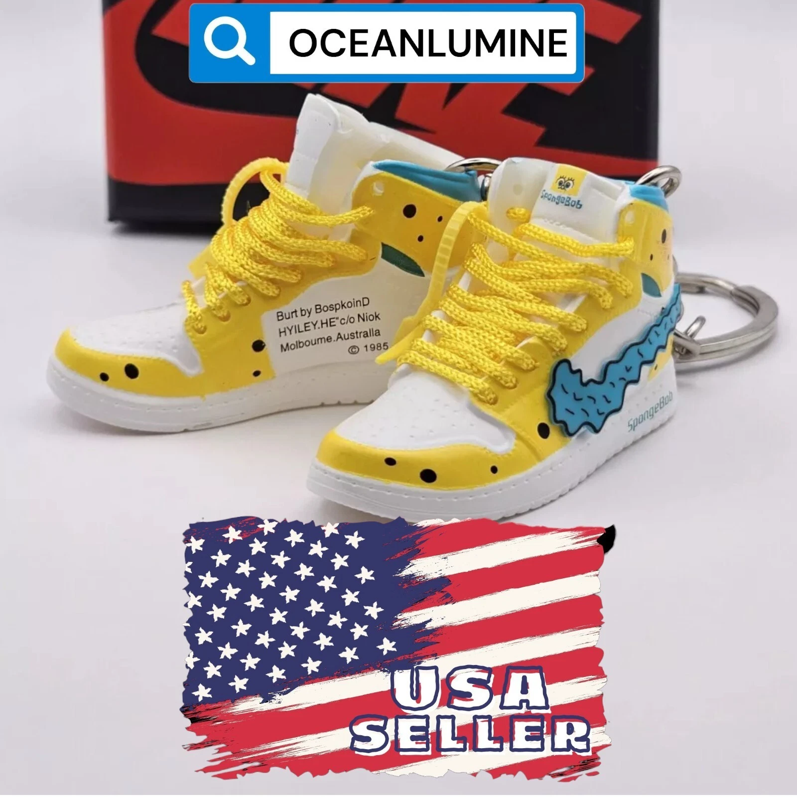 Porte clés Jordan Mini Sneaker Haute Qualité avec Boîte à Chaussures, Présentoir Option