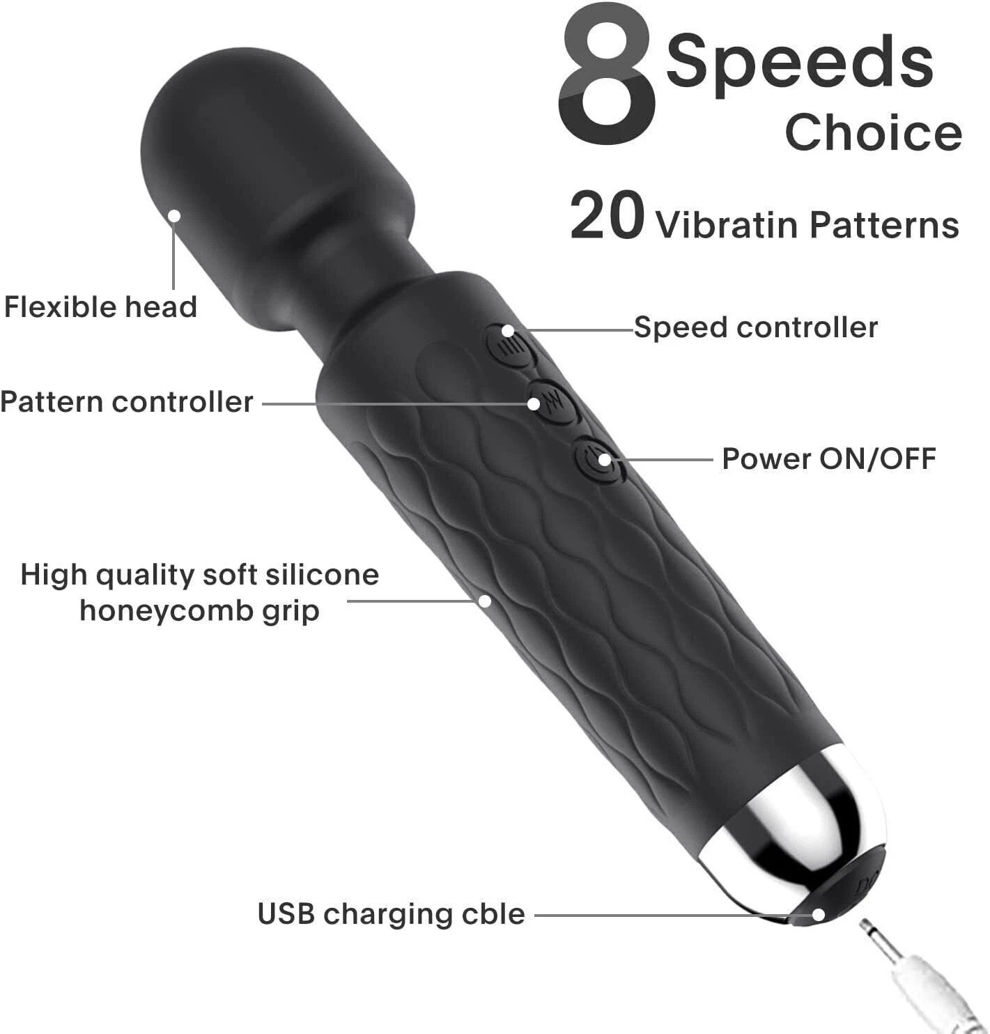 Handheld Massager 20 Speed Wand Vibrating Massage Magic Full Body Therapy Motor Handheld Massager 20 Speed Wand Vibrating Massage Magic Full Body Therapy Motor