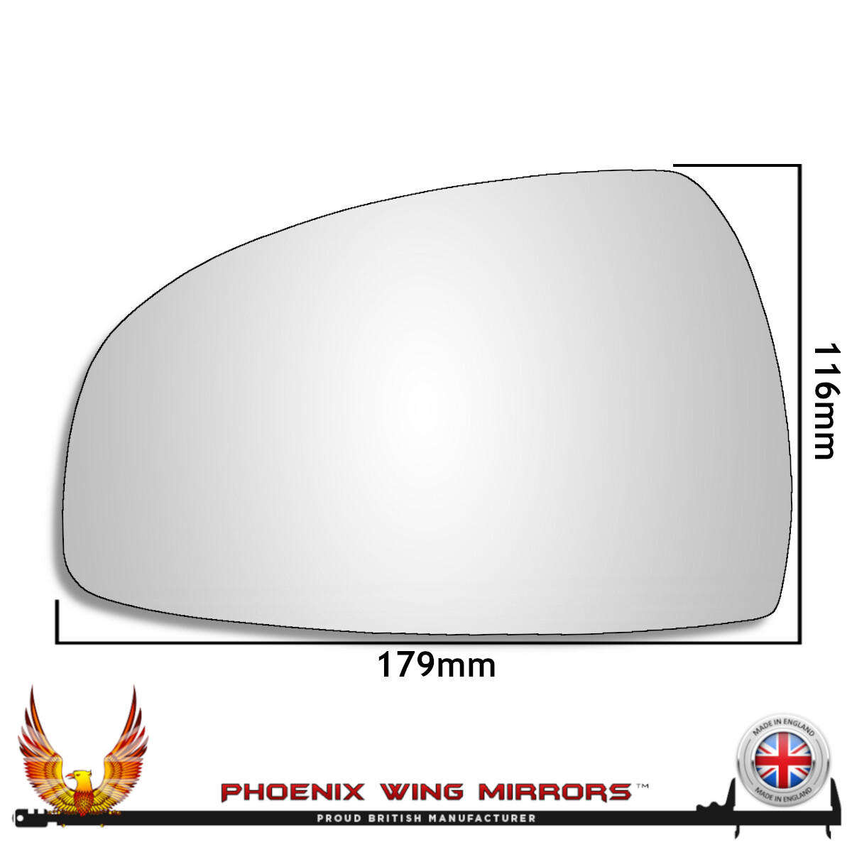 Left Hand Passenger Side Audi TT Mk2 8J 2006-2014 Convex Wing Door Mirror Glass