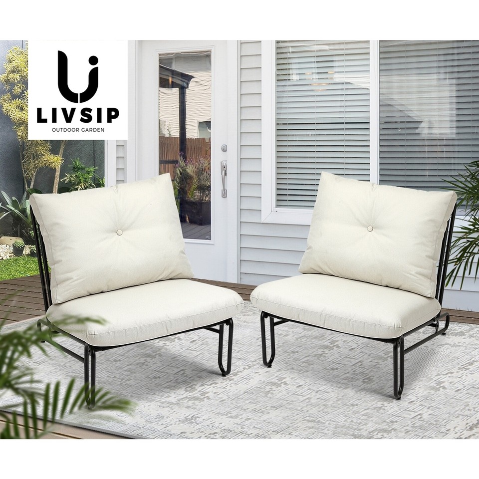 Livsip 2PCS Outdoor Chairs Patio Furniture Setting Garden Armchair
