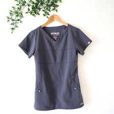 Grey's Anatomy by Barco Signature Dark Gray Short Sleeve Scrub Top Size XS