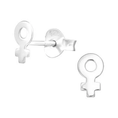 1 Paar Ohrringe 925 Sterling Silber Ohrstecker mit weiblichem Gender-Zeichen - Bild 1 von 2
