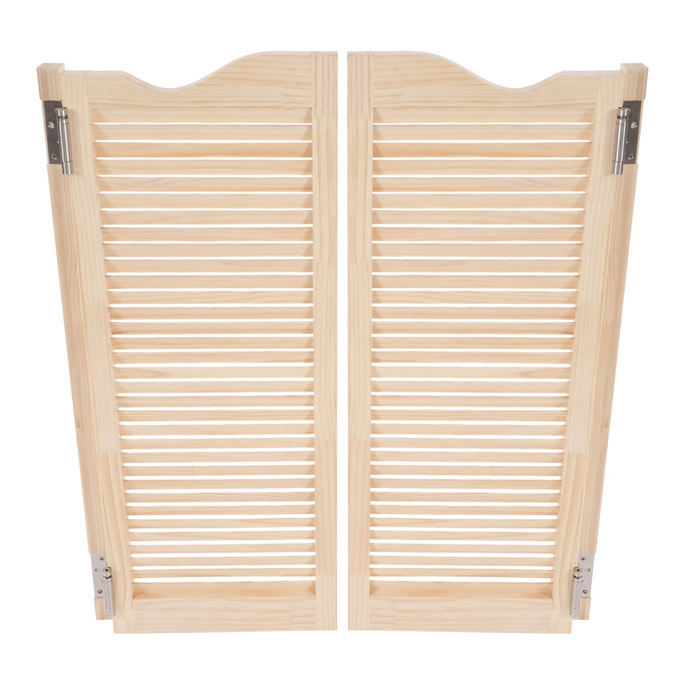 Puerta batiente de madera doble media puerta de café montada en la pared barra de salón con bisagra de metal Foto 3 de 4