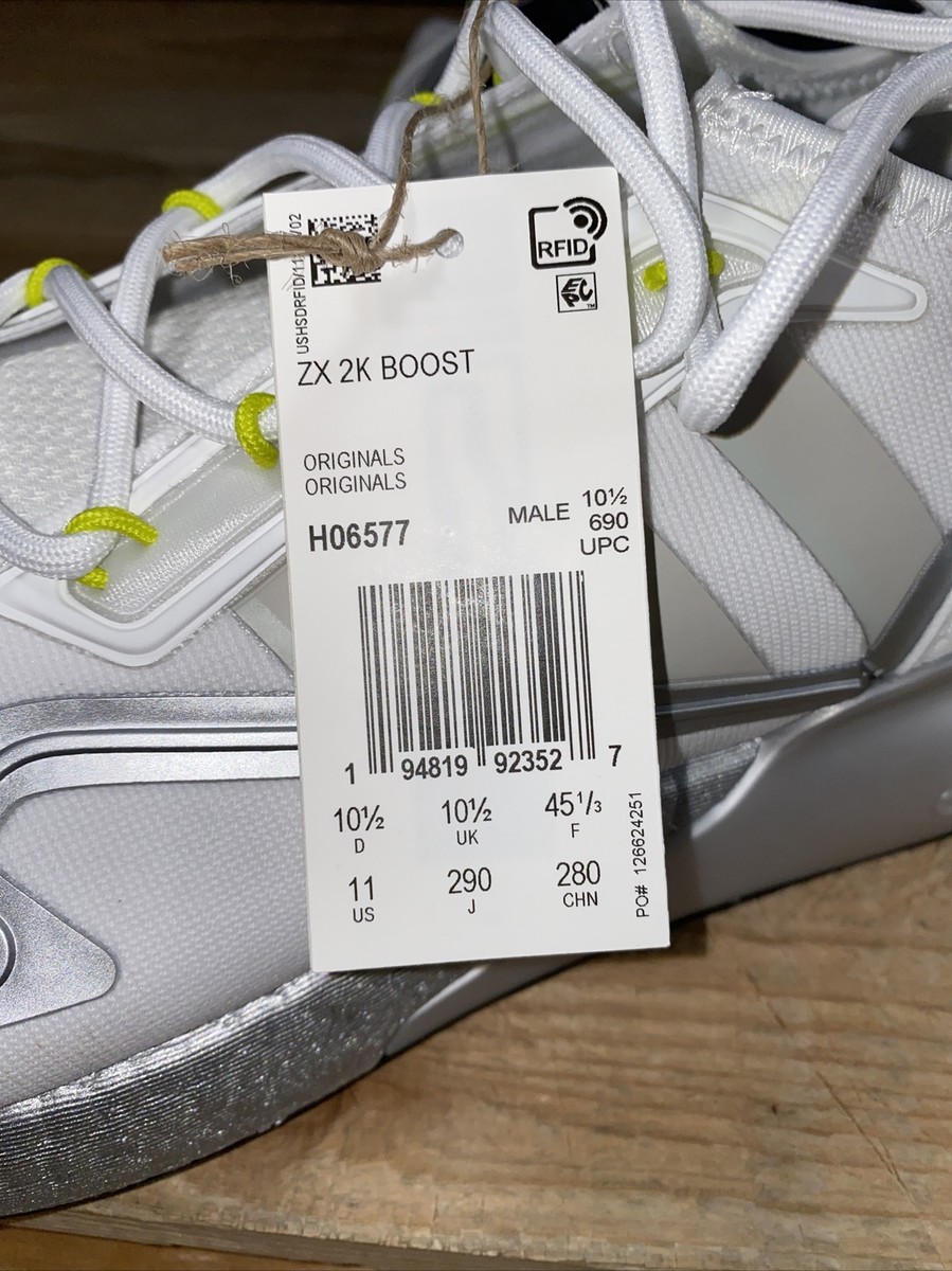 NEW: SZ 11: Adidas Originals ZX 2K Boost White Grey Yellow