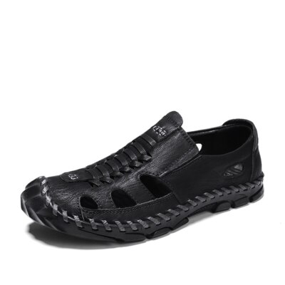 Split Leather Casual Shoes Men Breathable Slip-On Loafers Hand