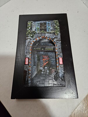 Mark St John Cafe De Paris French Street Scene 3D Art Tile Wall Hanging In Frame
