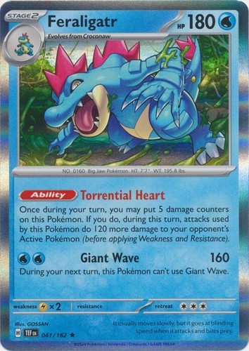 Holo Feraligatr 041/162 Rare Temporal Forces Pokemon TCG