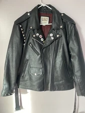 Vintage Wilsons Open Road Men's Black Leather Motorcycle Jacket - Size XL