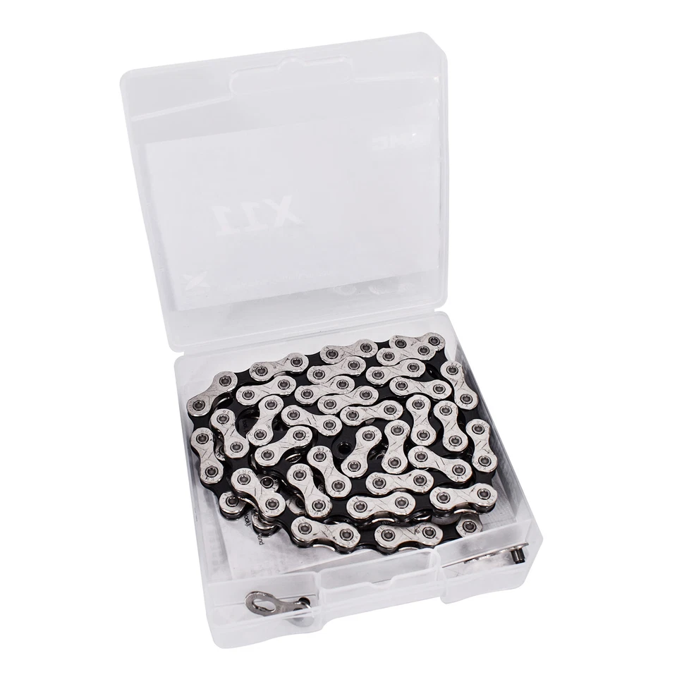 Cadena de bicicleta KMC X11 11 velocidades a prueba de estiramiento plateada/gris 118L para SRAM Shimano Foto 3 de 4