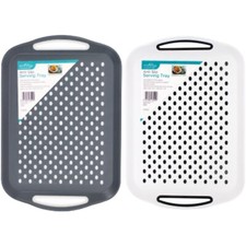 2X Anti Slip SERVING TRAY Plastic Rubber Grip Lap Waiter Serve Food Dinner Drink