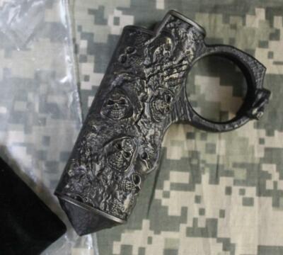 Bastinelli Creations BAS228M Bronze MaxiBic Lighter Case 2 Saints Reaper Engrave