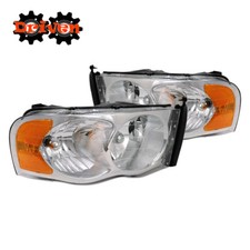02-05 Dodge Ram 1500 2500 3500 Chrome Housing Headlights Wamber Reflector Sport 02-05 Dodge Ram 1500 2500 3500 Chrome Housing Headlights Wamber Reflector Sport