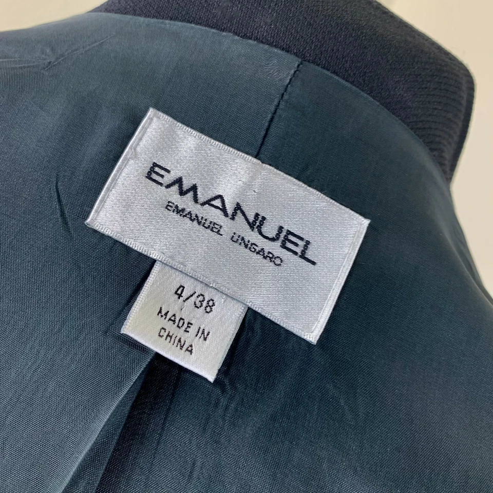 1990 Emanuel Ungaro Black Double Breasted Blazer 38 Wool Jacket Fitted Excellent - Image 4 of 4