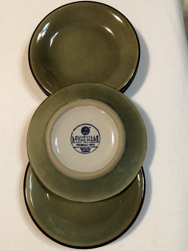 RARE Louisville Stoneware Bread Plates Olive Green EXCELLENT - Picture 6 of 7
