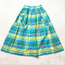 Vintage cotton plaid midi skirt