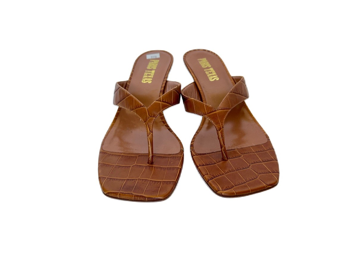 PARIS TEXAS Moc Croco 45 Thong Sandal Size 37.5 New Brown