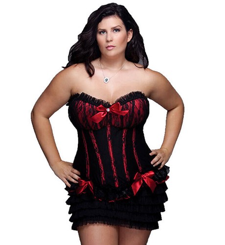 Coquette Black/Red Bustier Corset 3X/4X 18-22 Fully Boned Bow Detail COQ-328 - Picture 2 of 9