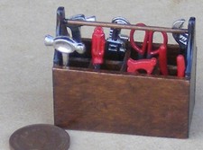 Dolls House Tool Set Loose In A Wooden Box 7 Piece 1:12 Scale Miniature Tumdee