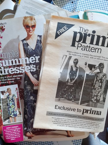 Prima Pattern, July 2011 Dress 10 - 20, uncut with magazine images