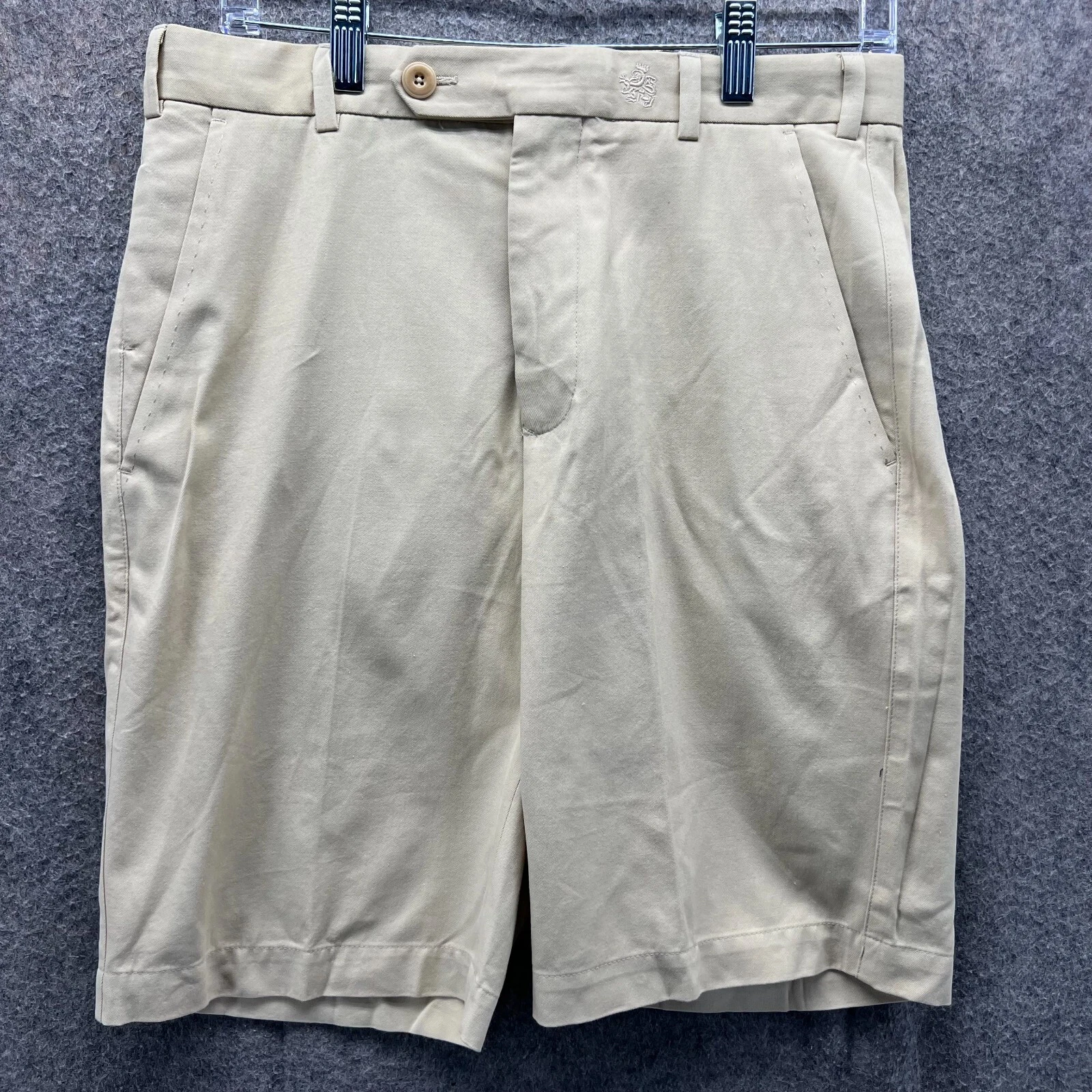 Nat Nast Luxury Shorts Mens 30 Khaki Chino Pleated Tan Beige Cotton 90s Golf NEW