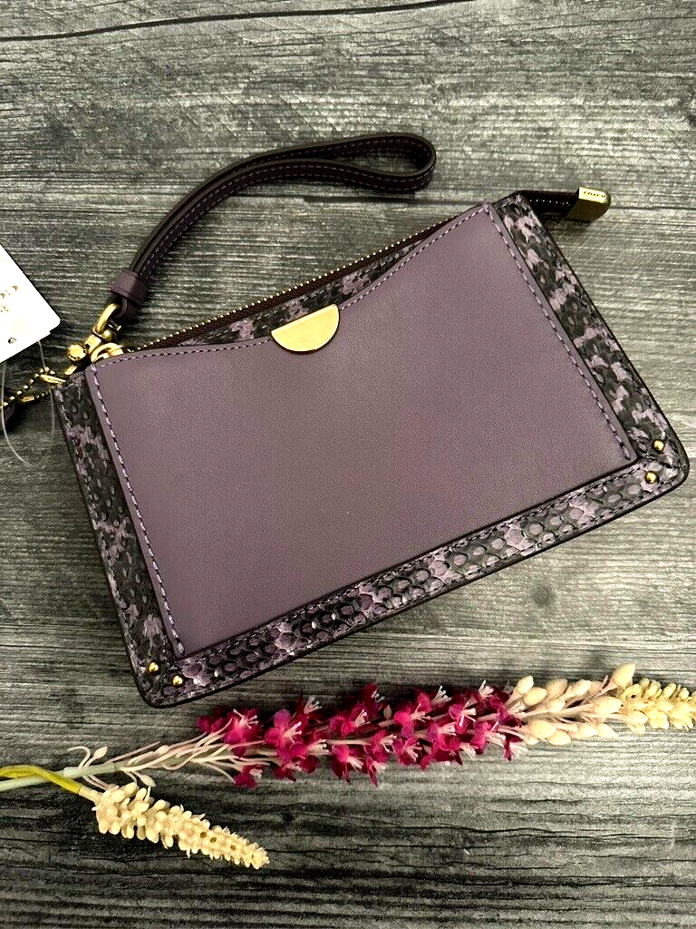COACH DREAMER WRISTLET Snakeskin Detail Leather Dusty Lavender NWT