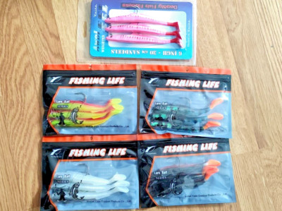 5 x Packungen Koike + Fishinglife Boot Meeresangeln Barsch Seelachs Sandaal Gummiköder