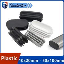 Oval Plastic Pipe Tube Insert Plugs Bungs Furniture End Caps Black White Grey