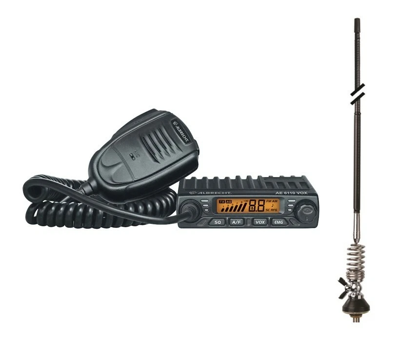 SET Albrecht AE 6110VOX Mini CB-Funkgerät mit Gamma 2F Antenne+Anschlußmat.X