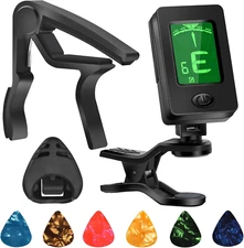Guitar Tuner, Guitar Accessories with Guitar Picks, Guitar Capo, Capo for Acoust