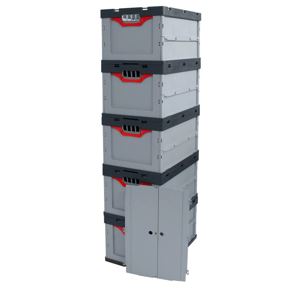 AUER GMBH Auer Faltbox FBD 64/27 5er Set mit Deckel 60x40x27cm 56L Klappbox Klappkiste