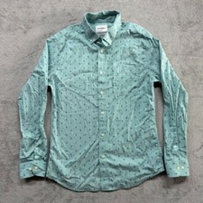 Goodfellow  Co Slim Button Down Shirt Mens Medium All Over Print Turquoise