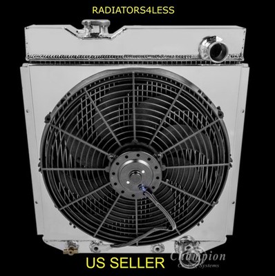 CHAMPION 4 ROW ALUMINUM RADIATOR SHROUD 16'' FAN 65 66 FORD MUSTANG COMET FALCON