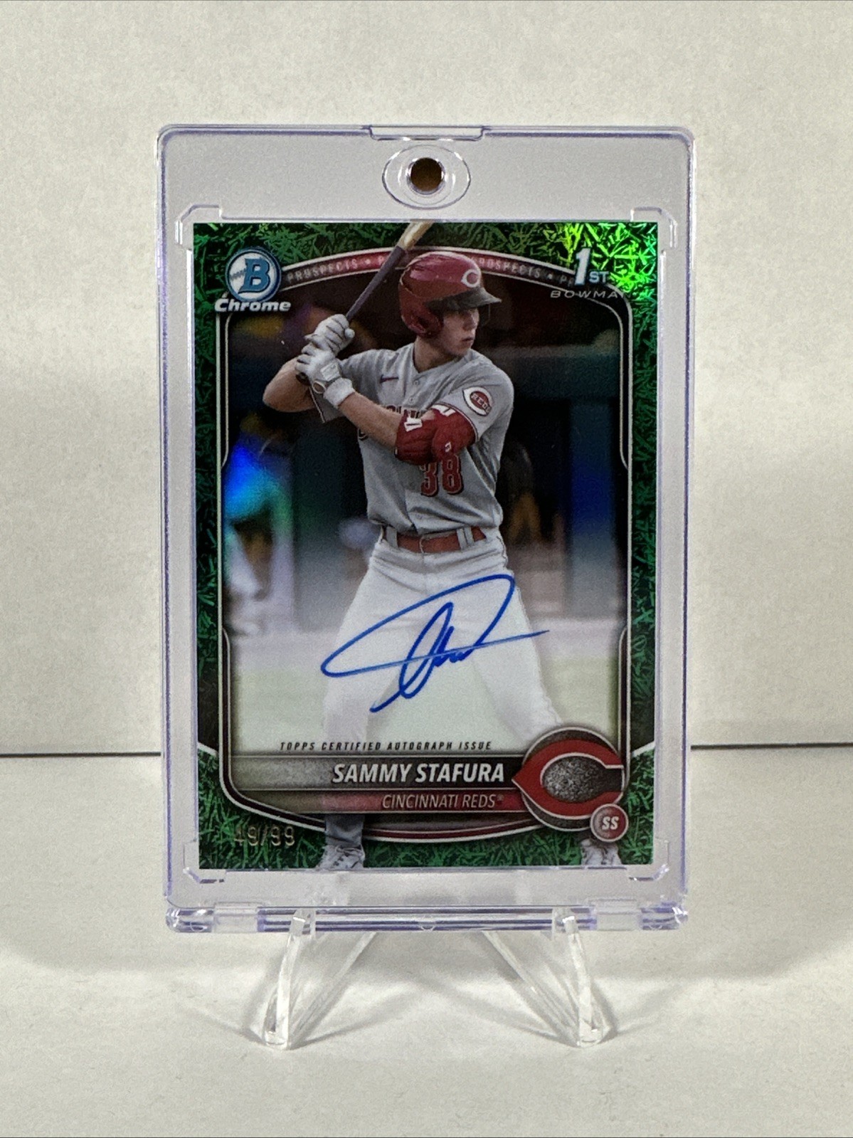 2025 Bowman Chrome Prospect Autograph Sammy Stafura Green Grass /99 #CPA-SS