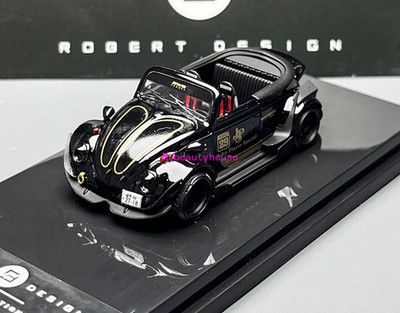 INSPIRE 1:64 Black VW RWB Beetle Convertible Sport Model Diecast Metal Car