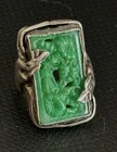 Vintage Hand Crafted Sterling Silver 925 Carved Jadeite ring size 5.5.