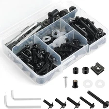 Fairing Bolt Kit, 304 Stainless Steel 177Pcs M5 M6 Windscreen Screw Set Universa